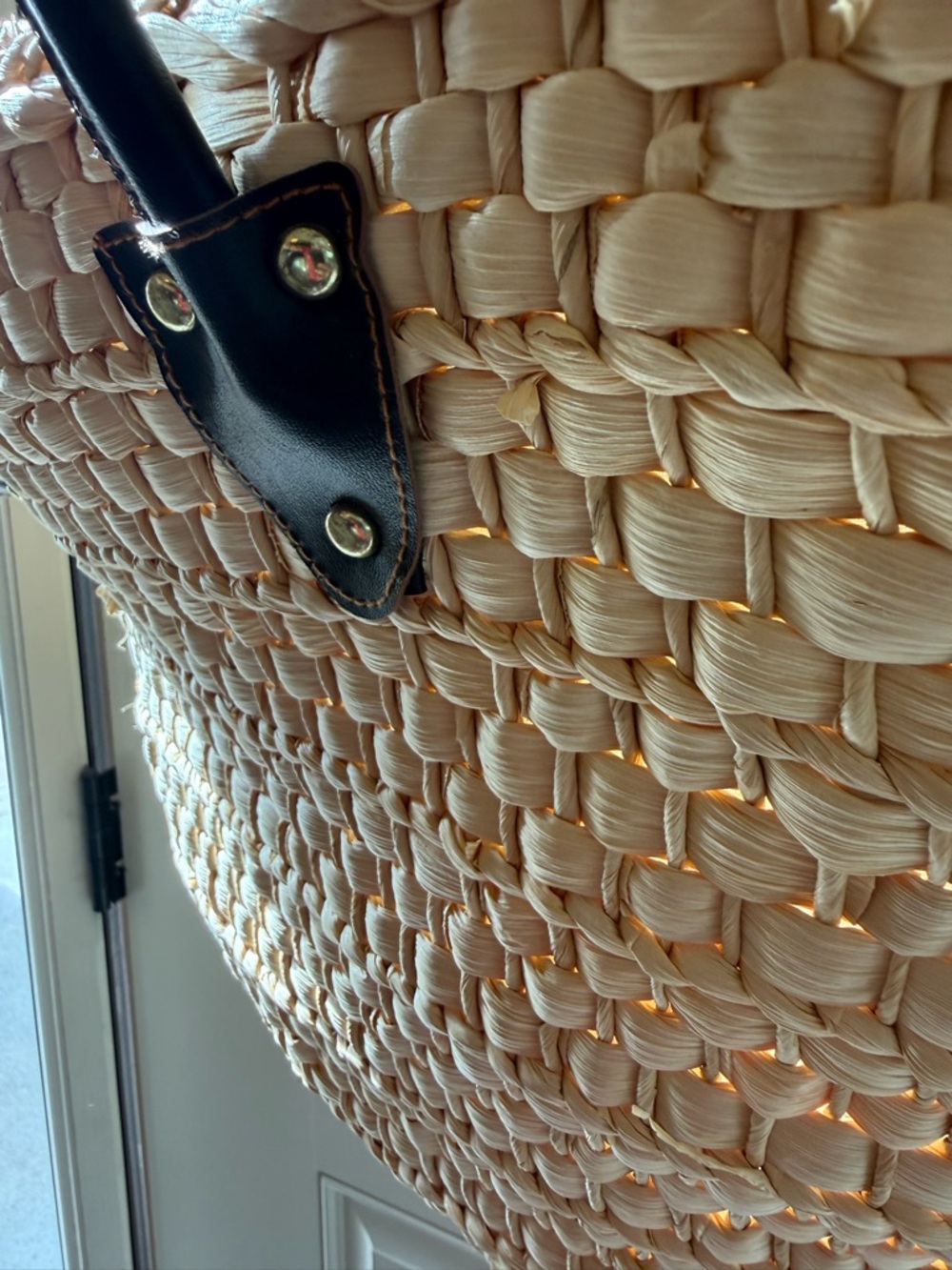 Woven Straw Market Tote | French Coastal Summer Beach Bag Large Neutral - Picture 4 of 6